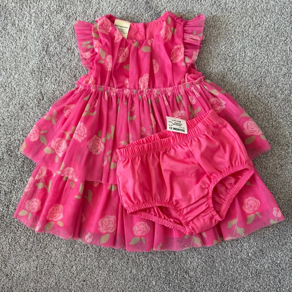 NWOT First Impressions pink baby dress - Picture 2 of 4